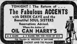 The Vancouver Accents at Oil Can Harry's - Ad clipping courtesy of Cory Steuart